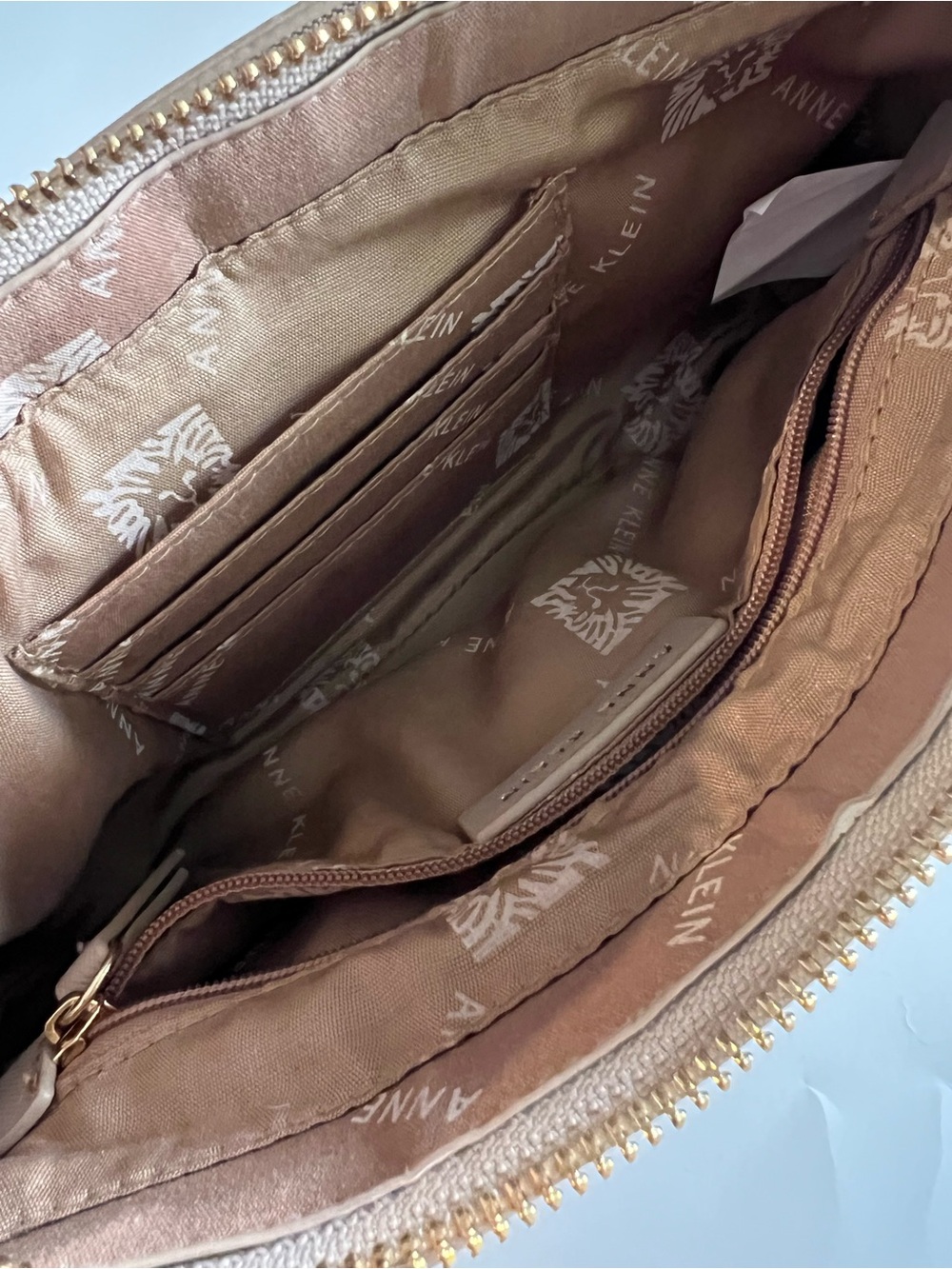 Anne Klein Embossed Taupe Chain-Handle Shoulder Bag - Picture 10 of 13